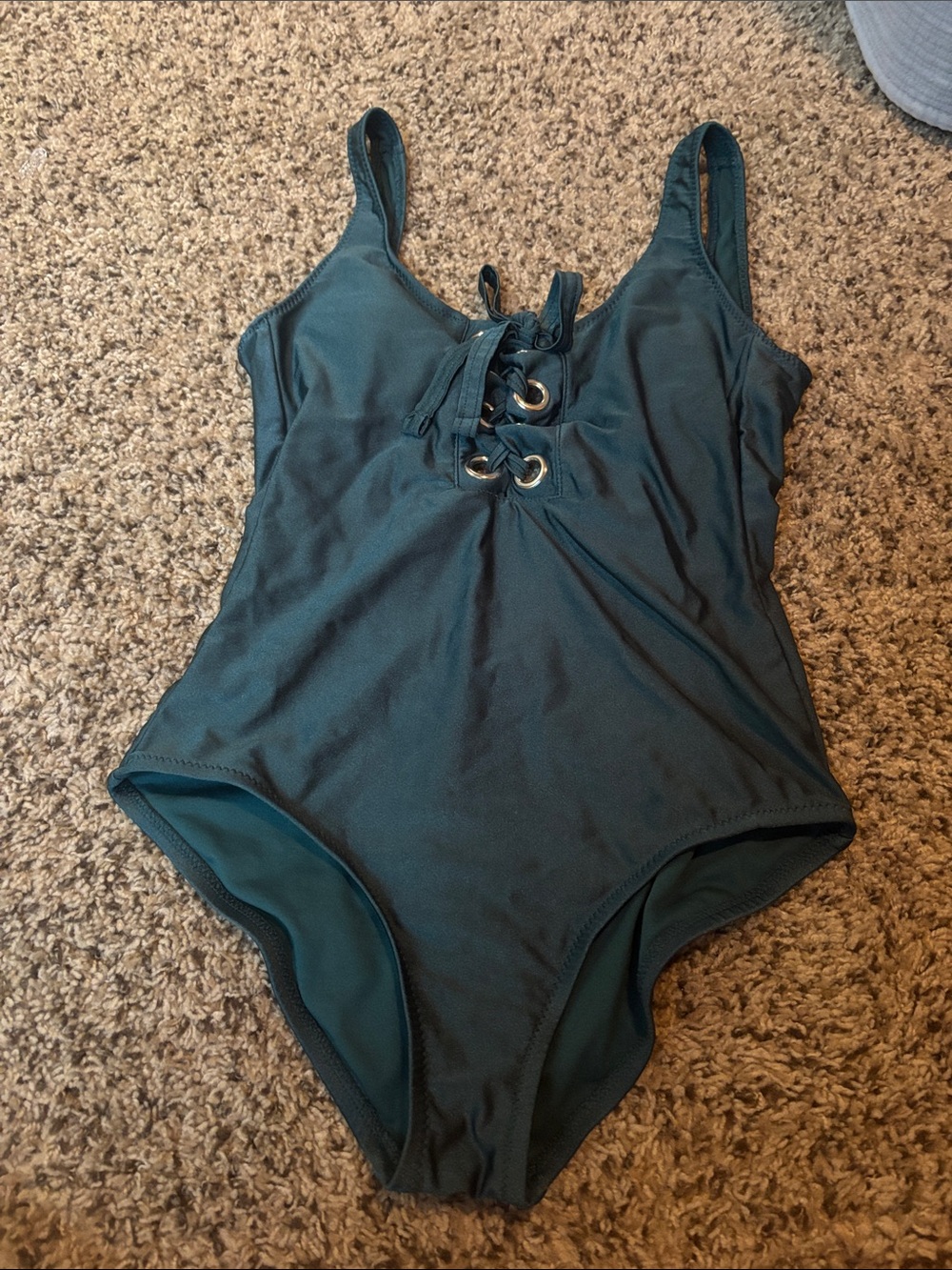 Target Teal Lace-Up One-Piece Swimsuit
